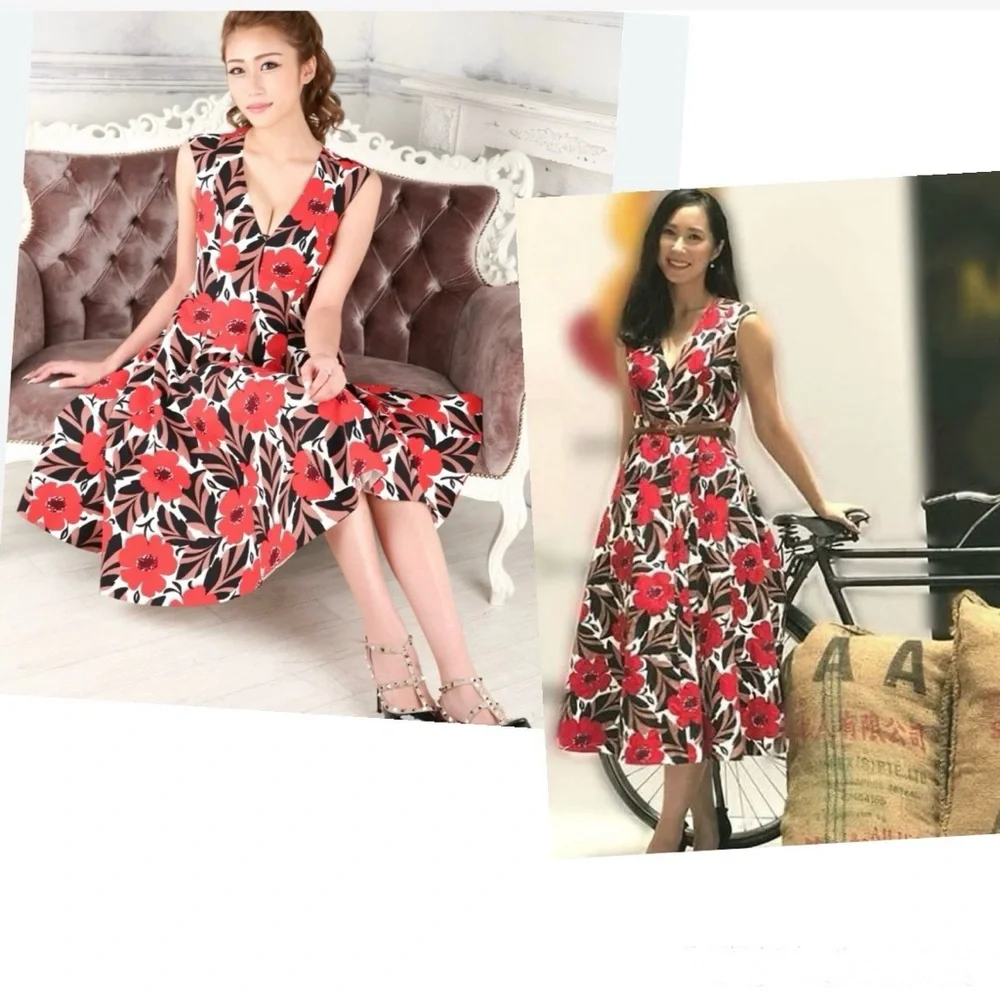 Kate Spade Dress Desert Muse Poppy Field Structured Midi ASO Celeb Event Wedding